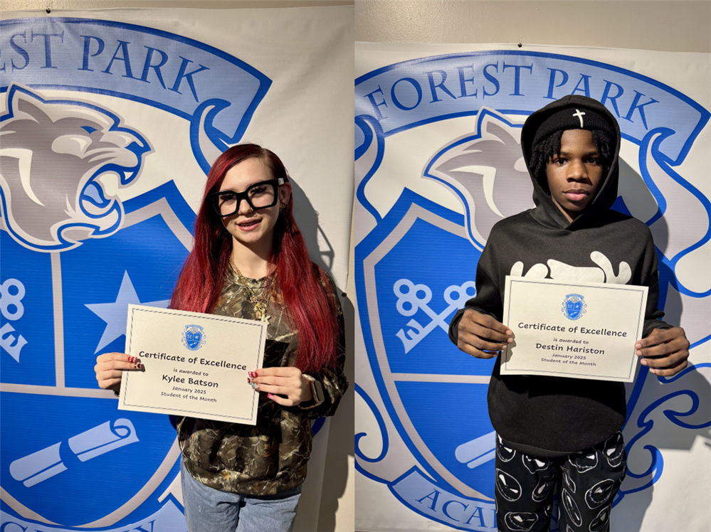 January Students of the Month, Kylee and Destin.